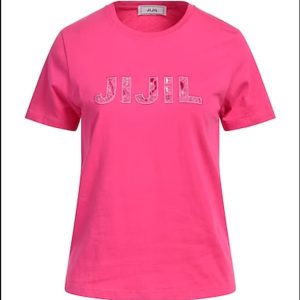 JIJIL t-shirt fucsia/barbie con logo in merletto