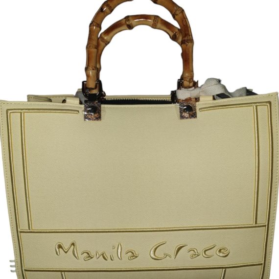 Manila Grace Borsa donna SMALL doppia funziona con ricamo- Shopping bag