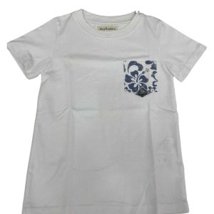 T-Shirt Pocket BOY Jersey Bianco Flower