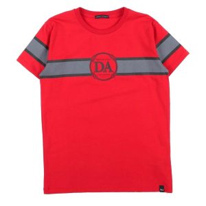 DANIELE ALESSANDRINI T-Shirt ragazzo rosso stampa blu