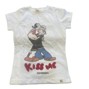 T-Shirt girl Kiss me Bianco Roy Rogers