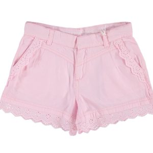 GUESS shorts in cotone rosa con pizzo